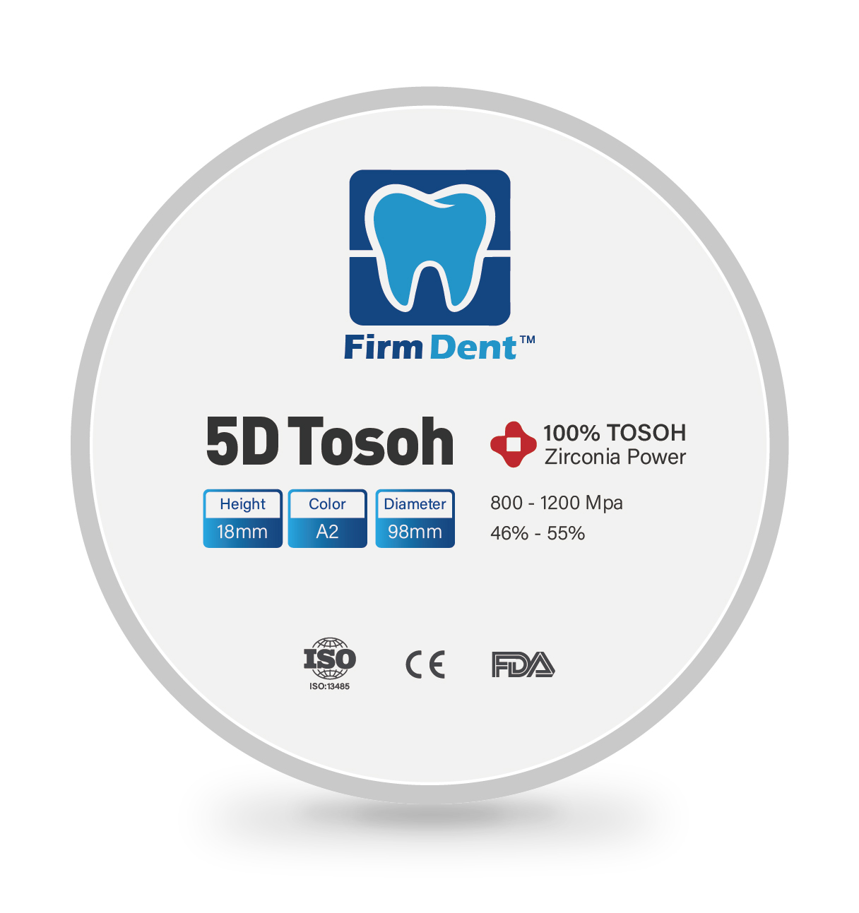 FirmDent 5D Tosoh Multilayer Shade Gradient Dental Zirconia Block